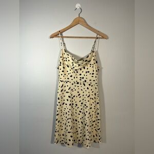 ASTR The Label Cream and Black Animal Patterned Mini Cowl Neck Dress Size Large
